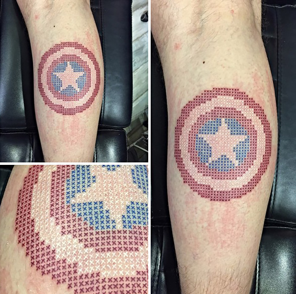 korsstygn tatuering