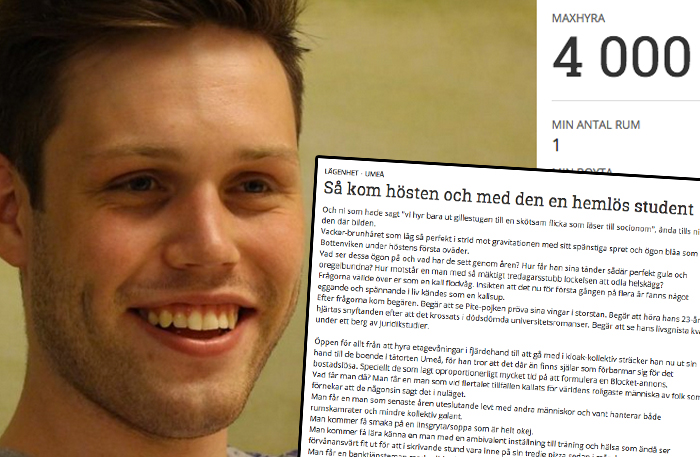 Sven letar studentboende på Blocket – hans annons får oss att gapskratta