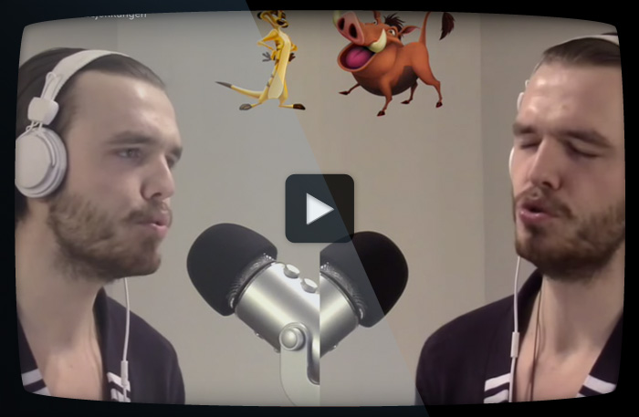 Här imiterar Gurra karaktärerna i Lejonkungen (haha Pumba!