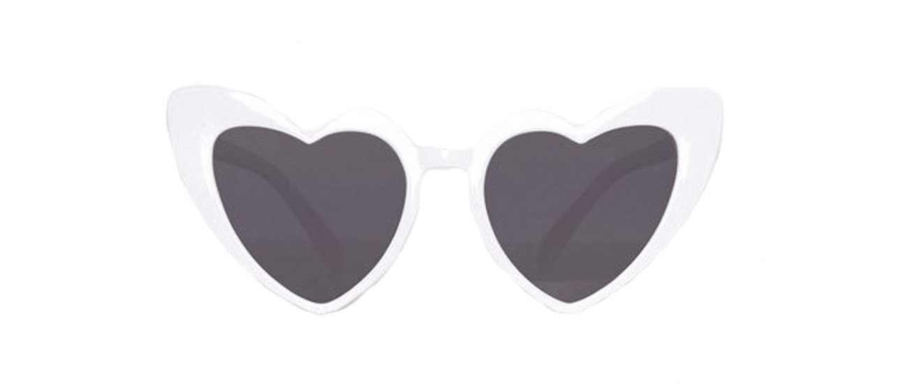 vita hjärtformade solglasögon trendigt 2018