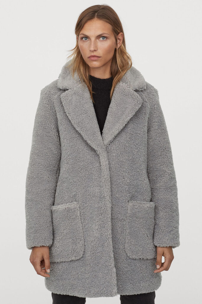 grå teddy jacka dam