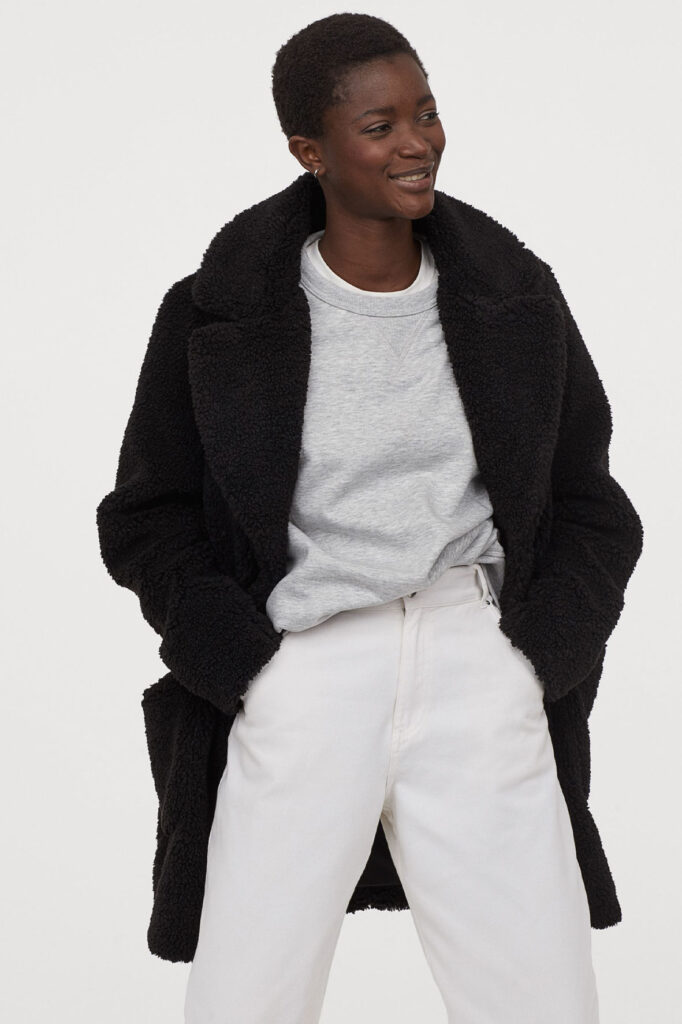 svart teddy jacka teddyjacka hm