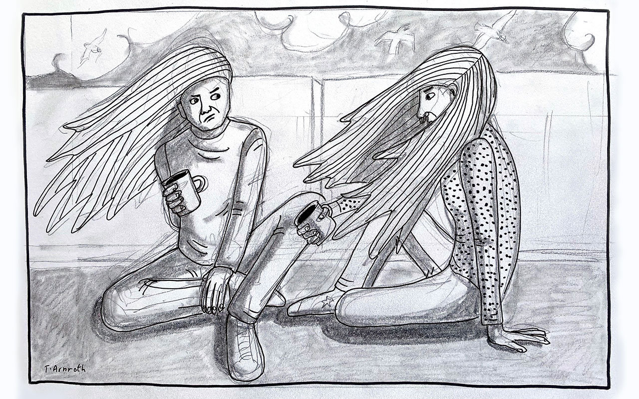 ”Om vi skriker nu kommer ingen på färjan att höra oss”