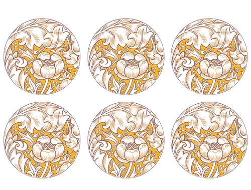 glasunderlägg mönster gul rund