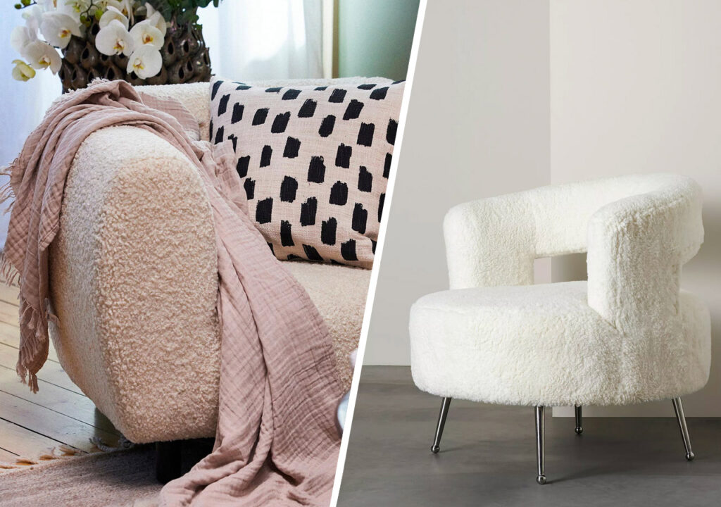 fatolj teddy i beige vit och svart
