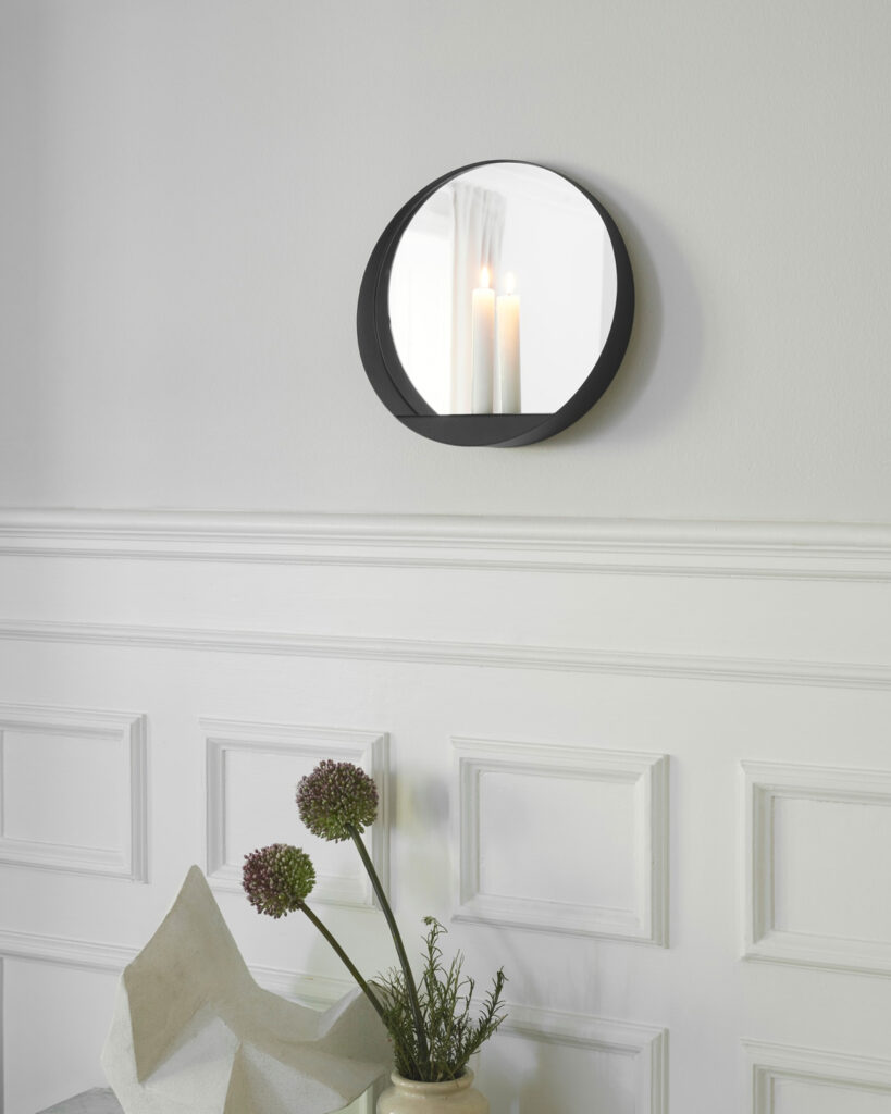 Vaggljusstake rund och spegel