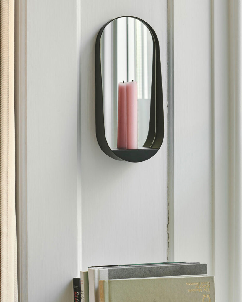 Vaggljusstake rundad med spegel