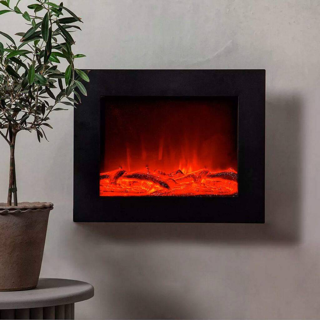 kamin utan skorsten vagg liten