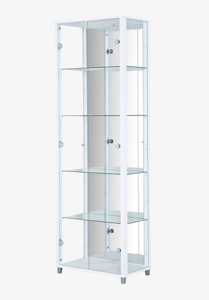 vitrinskap glas vit med belysning