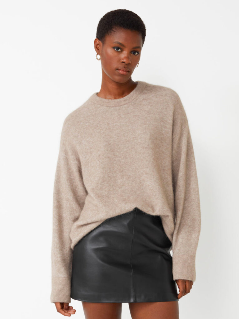 stickad troja dam gra beige