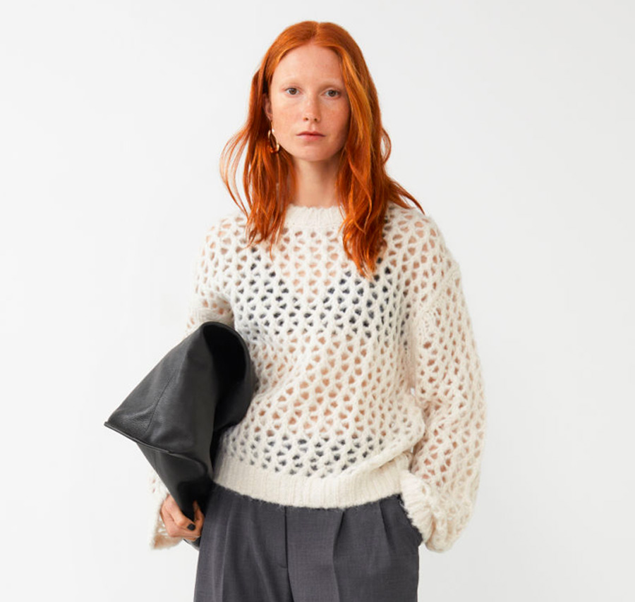 stickad troja dam vit