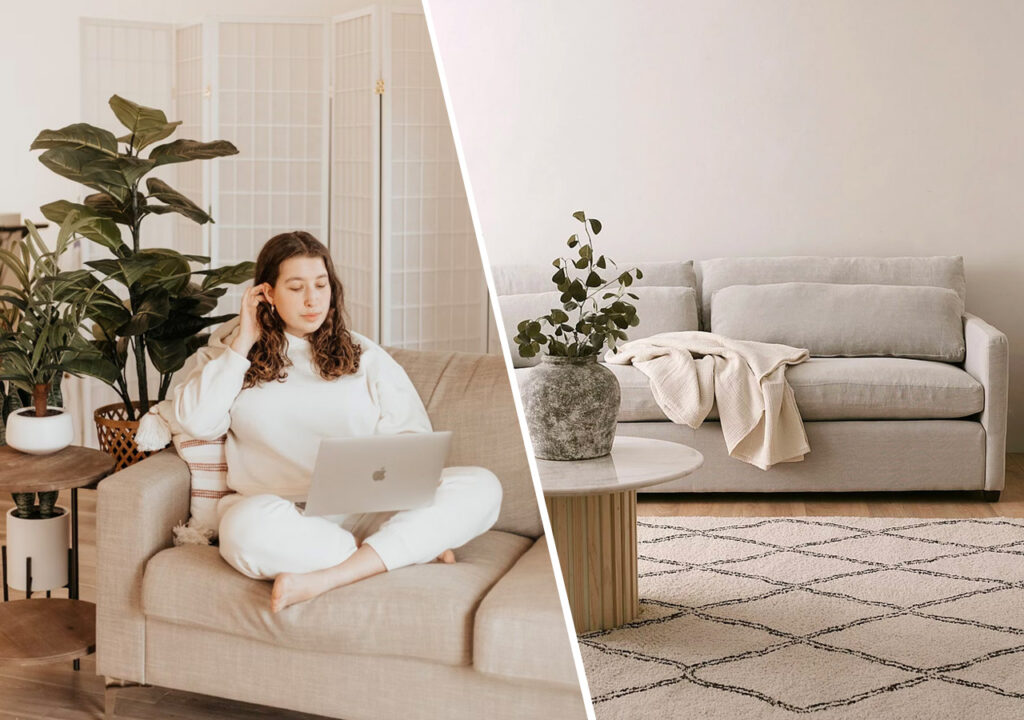linnesoffa med divan, 3 sits och baddsoffa