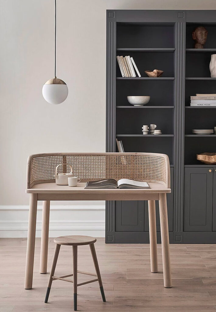 litet skrivbord med avskamning