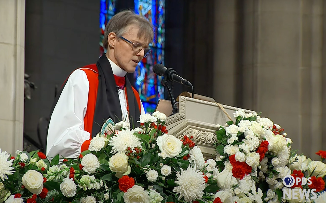 Se biskop Mariann Edgar Buddes tal till Donald Trump – bad för hbtq-personer och migranter
