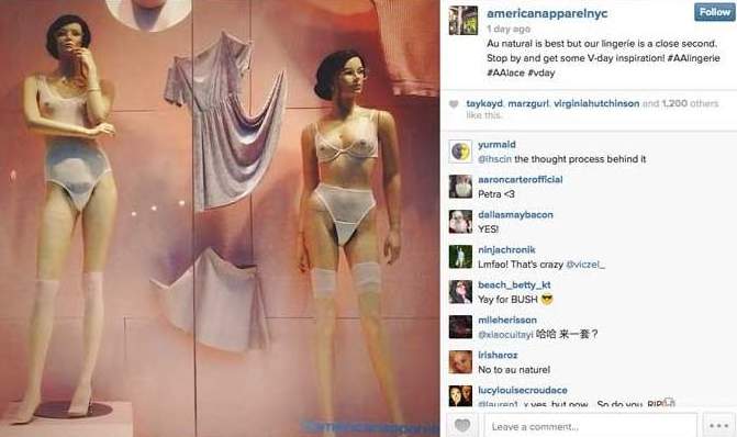 American Apparel vill hylla det naturliga med sina orakade skyltdockor.