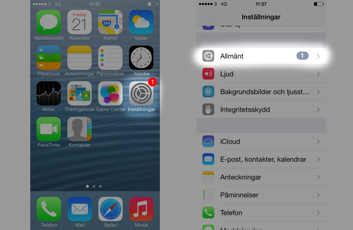 kortkommando på iphone